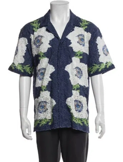 Pre-owned Orlebar Brown Floral Print Short Sleeve Shirt In Blue