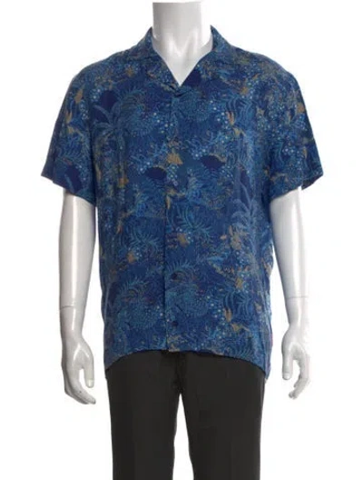 Pre-owned Orlebar Brown Floral Print Short Sleeve Shirt In Blue