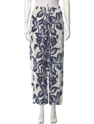 Pre-owned Orlebar Brown Floral Print Straight Leg Pants In Blue