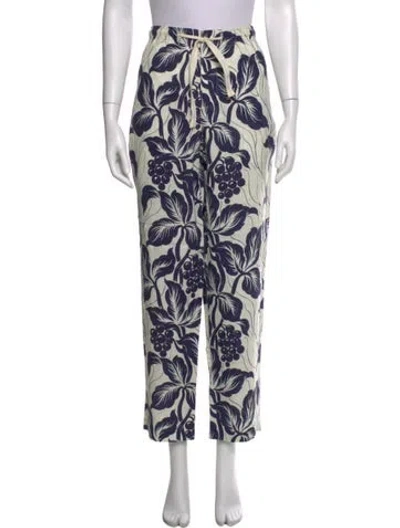 Pre-owned Orlebar Brown Floral Print Straight Leg Pants In Blue
