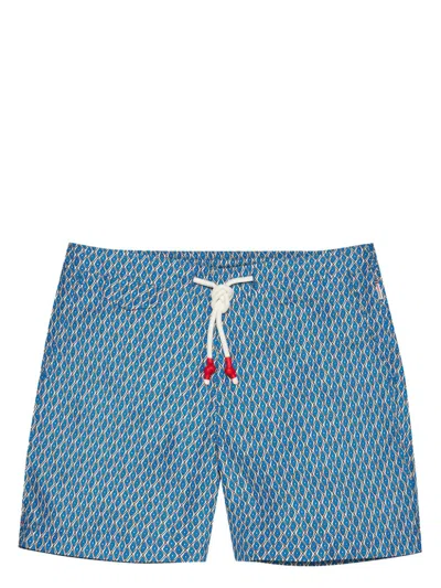 Orlebar Brown Geometric-pattern Swim Shorts In Blau