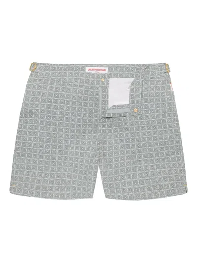 Orlebar Brown Geometric-pattern Swim Shorts In Gray