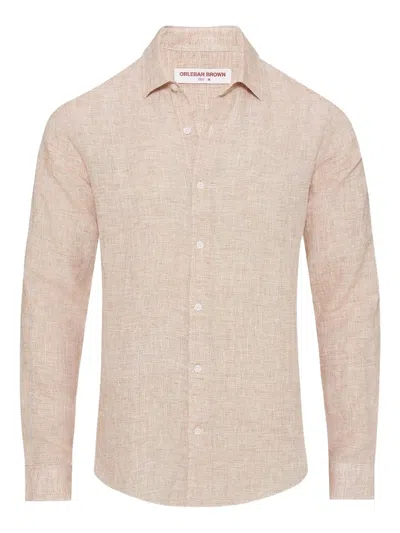 Orlebar Brown Giles Classic-collar Linen Shirt In Neutral