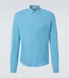 Orlebar Brown Giles Cotton Piqué Shirt In Blue