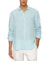 Orlebar Brown Giles Linen Cls Ii Shirt In Aqua Blue