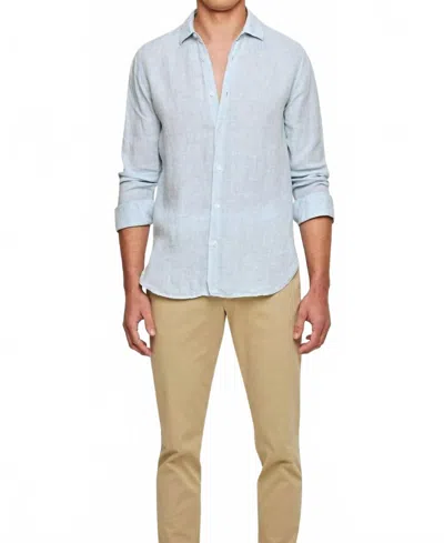 Orlebar Brown Giles Linen Cls Ii Shirt In Pale Blue-white
