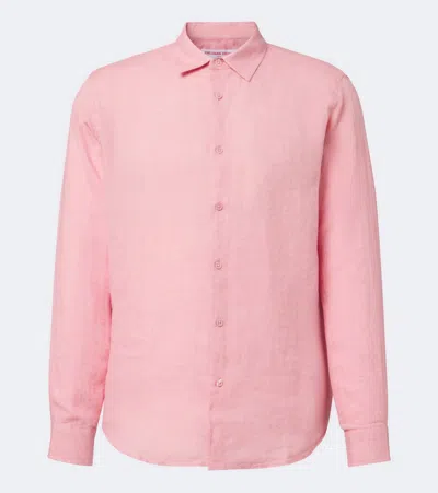 Orlebar Brown Giles Linen Shirt In Pink