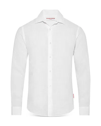 ORLEBAR BROWN GILES LINEN TEXTURED TAILORED FIT BUTTON DOWN SHIRT