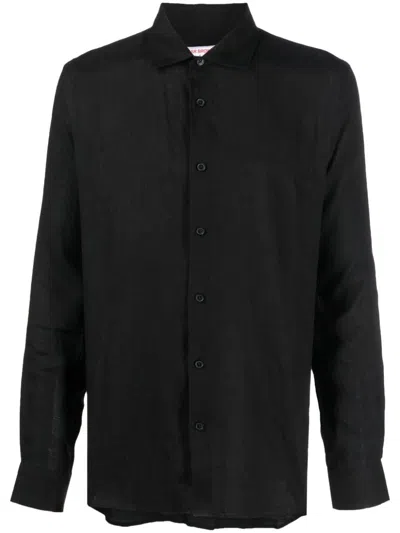 Orlebar Brown Giles Long-sleeve Linen Shirt In Black