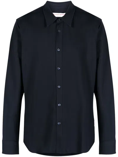 Orlebar Brown Giles Piqué Cotton Shirt In Blue