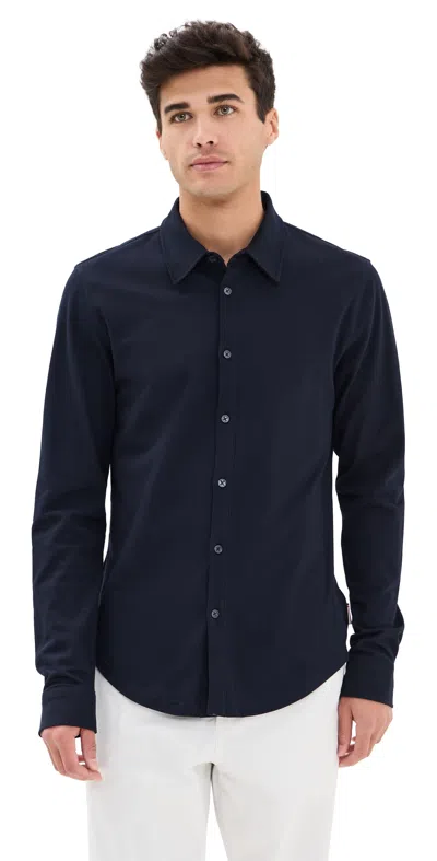 Orlebar Brown Giles Pique Knit Button Down Night Iris