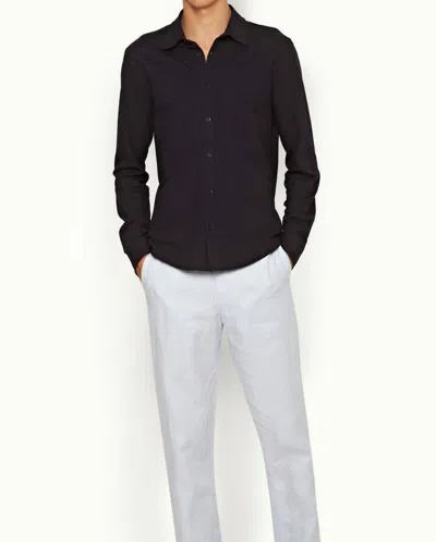 Orlebar Brown Giles Pique Shirt In Night Iris In Black