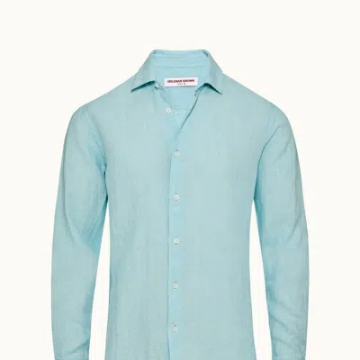Orlebar Brown Giles Linen Shirt In Blue