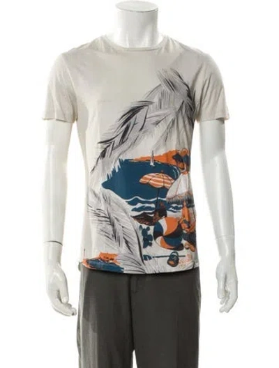 Pre-owned Orlebar Brown Graphic Print Crew Neck T-shirt In White