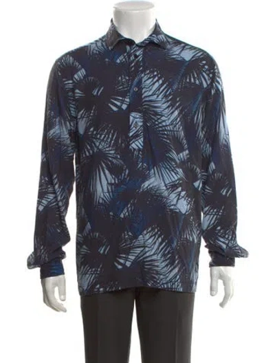Pre-owned Orlebar Brown Graphic Print Long Sleeve Shirt In Blue
