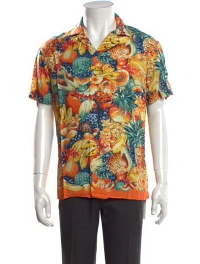 Pre-owned Orlebar Brown Graphic Print Short Sleeve Shirt In Orange