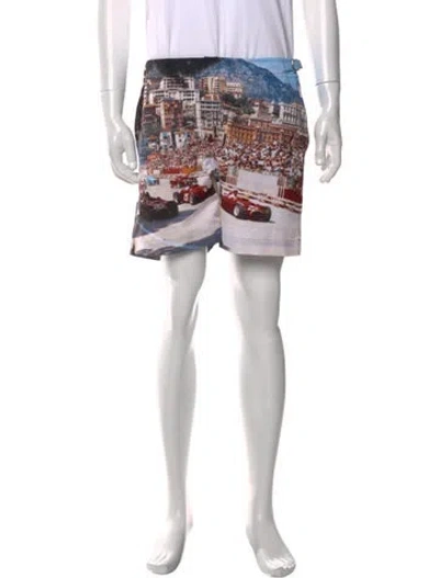 Pre-owned Orlebar Brown Graphic Print Swim Trunks In Blue