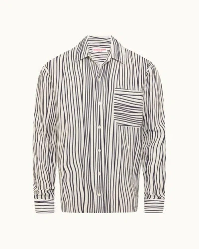Orlebar Brown Grasmoor Linen Relaxed Fit Linen Stripe Shirt In Neutral
