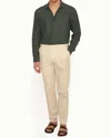 Orlebar Brown Griffon Linen Pants In Chai In Green