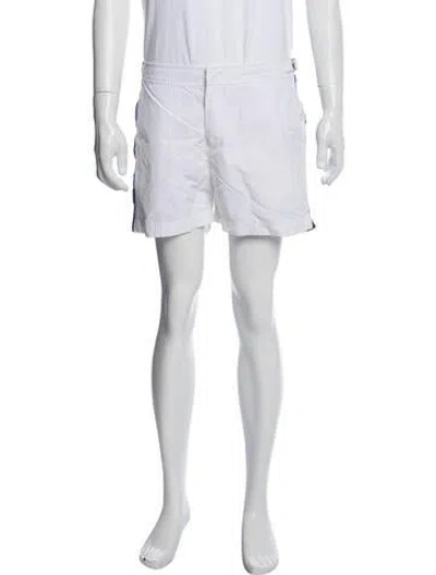 Pre-owned Orlebar Brown Grosgrain Trim Swim Trunks In White