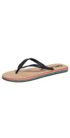 Orlebar Brown Haston Ob Stripe Flip Flops Black/white Sand In Black/white Sand