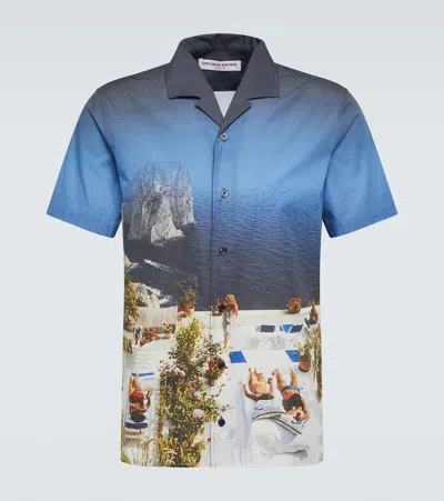 Orlebar Brown Hibbert Printed Cotton Bowling Shirt In Blue
