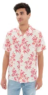 Orlebar Brown Hibbert Printed Linen Shirt In White Sand/summer Red