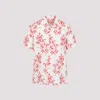 Orlebar Brown Hibbert Printed Linen Shirt In White Sand Summer Red