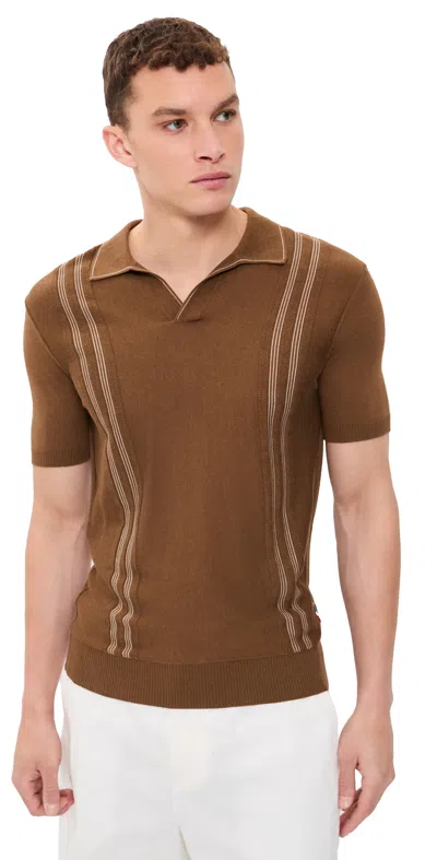 Orlebar Brown Horton Chevron Stripe Polo Chestnut/chai