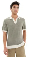Orlebar Brown Horton Contrast Polo Khaki/white Sand In Khaki/white Sand