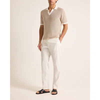 Orlebar Brown Horton Crochet Tailored Chevron Crochet Polo In Neutral