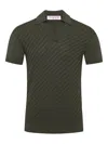 Orlebar Brown Mens Dark Herbal Green Horton 2-tone Jacquard Silk And Cotton Polo Shirt Xl In Green