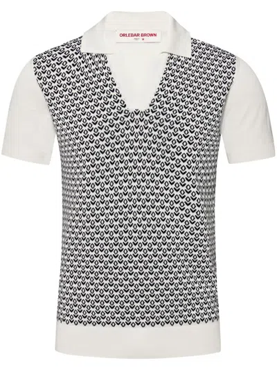 Orlebar Brown Horton Mosaic Polo Sirt In White