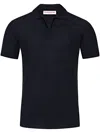 Orlebar Brown Horton Cotton Pique Tailored Fit Polo Shirt In Blue