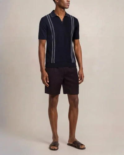 Orlebar Brown Horton Tailored Fit Silk Cotton Polo Shirt In Black