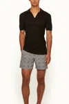 Orlebar Brown Horton Tie Stitch Polo In Black In Black