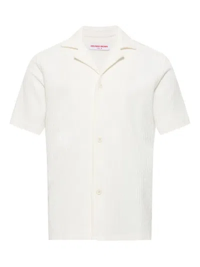 Orlebar Brown Howell Camp-collar Ribbed Organic Cotton Shirt In White