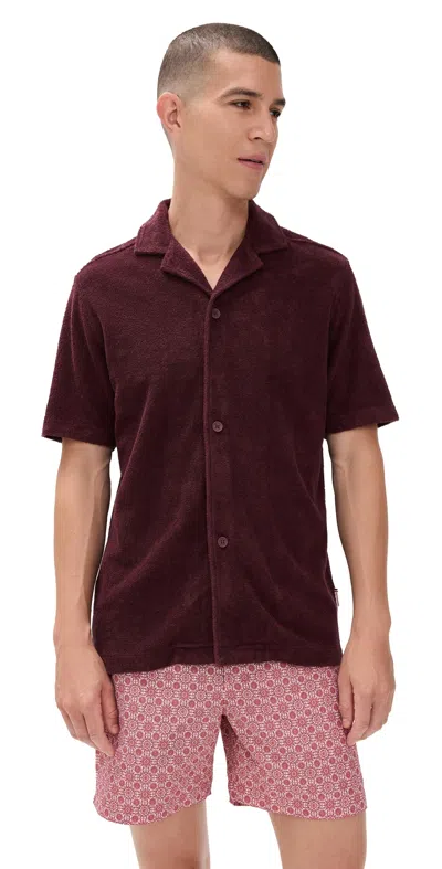 Orlebar Brown Howell Terry Shirt Damson In Brown