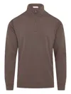 Orlebar Brown Isar Half-zip Merino Wool Sweater In Brown