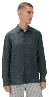 Orlebar Brown Justin Lino Stitched Button Down Saltwater Blue In Multi