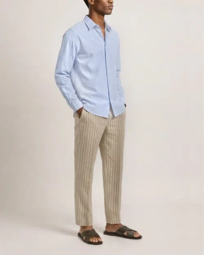 Orlebar Brown Justin Seersucker Cotton Stripe Shirt In Blue