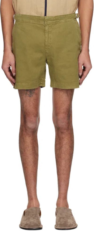 Orlebar Brown Khaki Bulldog Garment Dye Shorts In Agave Green