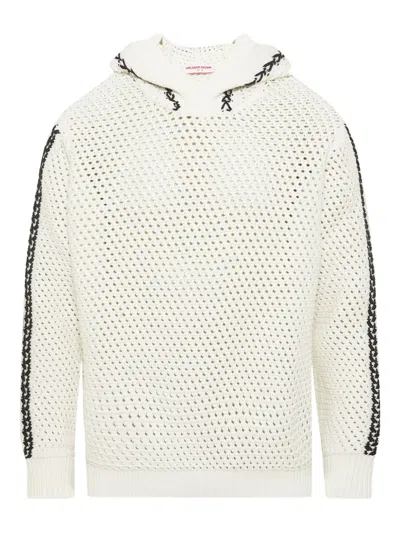 Orlebar Brown Kirk Stitch-detail Open-knit Hoodie In White