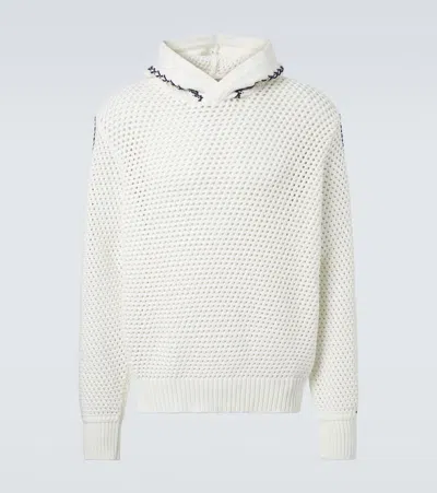 Orlebar Brown Kirk Striped Crochet Cotton-blend Hoodie In White