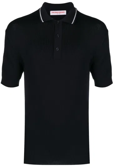 Orlebar Brown Knitted Polo Shirt In Blue