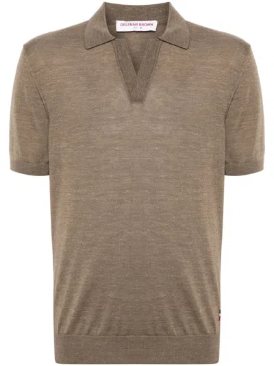 Orlebar Brown Knitted Polo Shirt In Brown