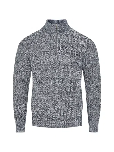 Orlebar Brown Lennard Crochet-knit Half-zip Sweater In Gray