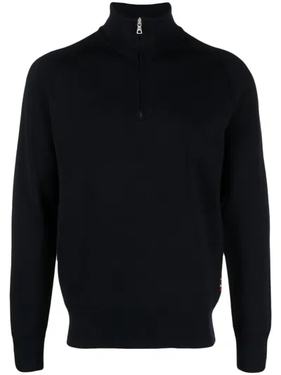 Orlebar Brown Lennard Zip-up Merino-wool Jumper In Blue