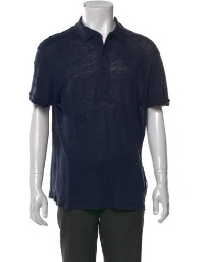 Pre-owned Orlebar Brown Linen Collar Polo Shirt In Blue