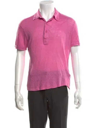 Pre-owned Orlebar Brown Linen Collar Polo Shirt In Pink